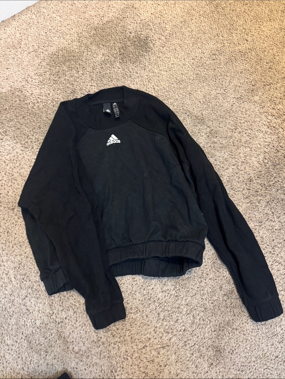 adidas Black Crewneck Crop Sweatshirt with Center Logo